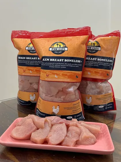 This is my popular Chicken Breast Boneless, a lean, fat-free protein source. It comes pre-cut into bite-sized chunks and vacuum-sealed in 500gm or 2kg packs for your convenience.