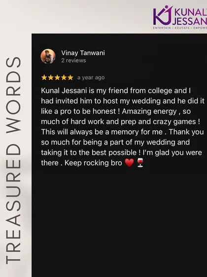 From college friends to hosting his wedding, some journeys come full circle. This review from my friend, the groom, is a memory I'll always cherish.