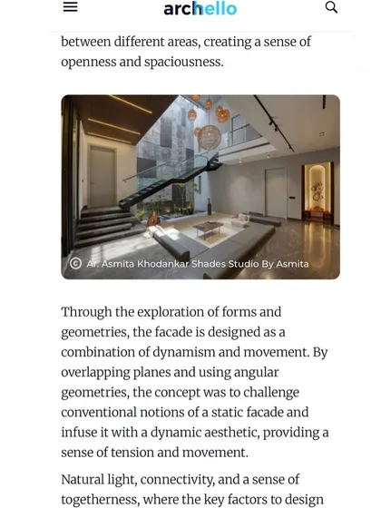 The Archello feature highlights the interior of the residence, focusing on the sense of openness and space.