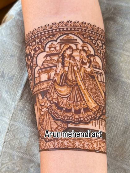 A lovely forearm design depicting a bride with her friends, a beautiful tribute to friendship.