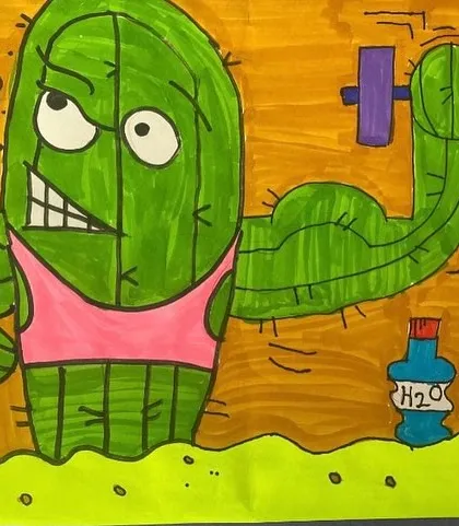 This weightlifting cactus is a hilarious way to practice drawing expressions of effort and strain. We love creating characters that are unexpected and fun.