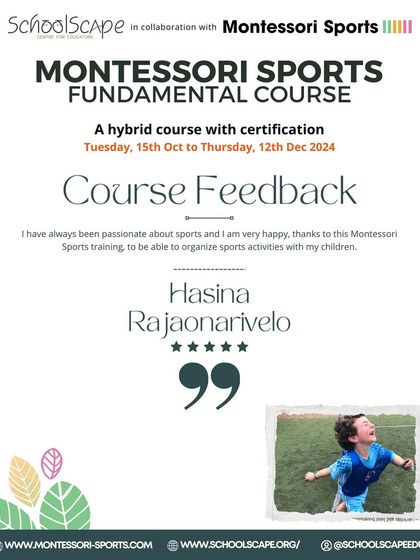 More positive feedback for our Montessori Sports course.