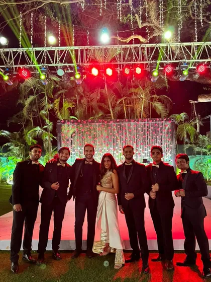 A very merry Christmas from our band family to yours! Here we are, all dressed up and ready to celebrate with music at a festive event.