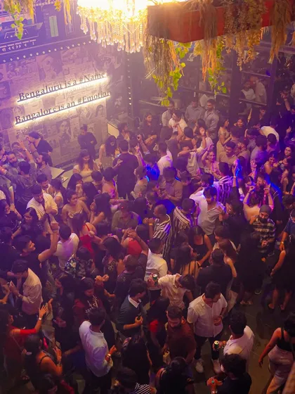 A bird's-eye view of the packed floor at Bombay Adda, Bengaluru. My goal is always to have the entire room moving from wall to wall.