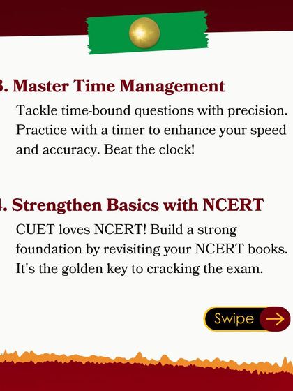 Tips 3 and 4 focus on mastering time management by practicing with a timer and strengthening basic concepts using NCERT books.