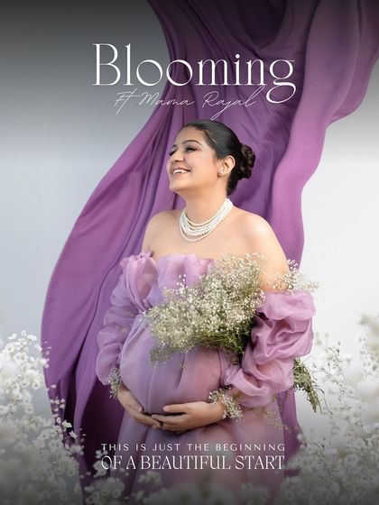 A magazine-cover moment. This edited shot with a "Blooming" title turns a beautiful portrait into a piece of personalized art, celebrating this new beginning.