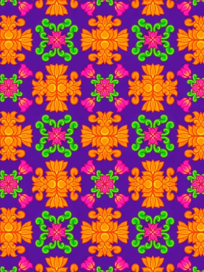A closer look at the festive pattern, where you can see the symmetry and the simple floral shapes that make up the design. It's all about finding joy in repetition.