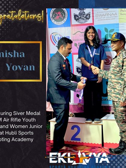 Congratulations to Kenisha Yovan for winning a Silver medal in the 10m air rifle youth women and women junior competition at the 3rd Hubballi Open Shooting Championship.