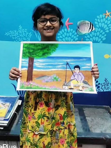 Celebrating April Fool's Day with some out-of-the-box ideas. This artist imagined someone fishing on a beach, a fun and quirky scene.