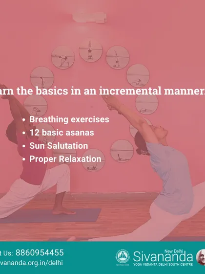 Learn the basics of Hatha yoga in a structured way. Our beginner's course covers essential breathing exercises, the 12 foundational postures, Sun Salutations, and the technique of proper relaxation.
