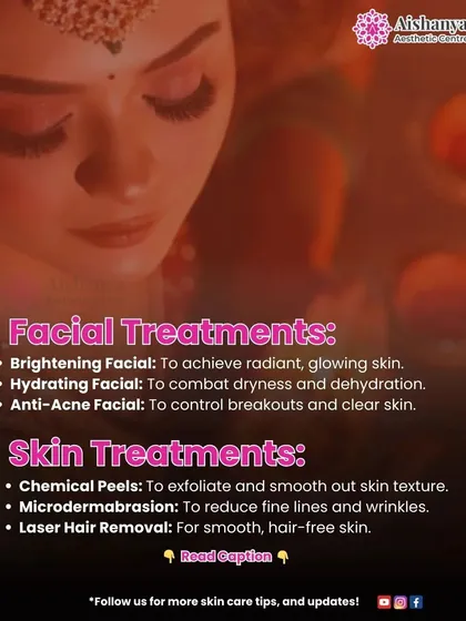 This graphic lists some of the essential facial and skin treatments for the festive season, which are also perfect for pre-bridal prep. From brightening facials to chemical peels, I can help you get ready to glow.