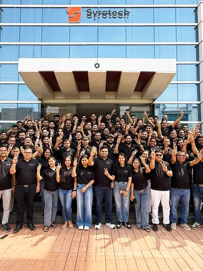 The Syrotech team celebrating together. Our collective energy and unity are the driving forces behind our progress and success.