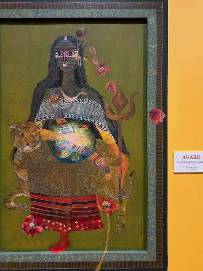 A collection of photos from various art exhibitions and fairs I've participated in, including the National Exhibition of Art and the Jaipur Kala Mela. It's an honor to have my work displayed in these prestigious venues.