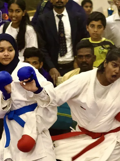 This is what strength and focus look like. One of my students competes with intensity and grace, proving that dedication knows no barriers. I train my students not just to fight, but to win with honor.