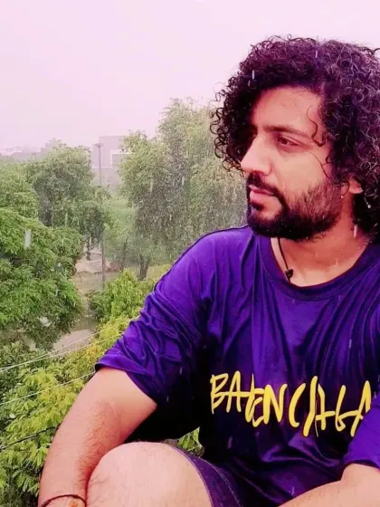 A candid shot from my rooftop rain dance, feeling completely soaked in devotion. This captures the essence of losing yourself in the music and the moment.