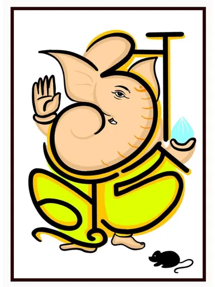 Another example of "Akshar Ganesh" art, this time using the name "Anuj." I can create these personalized spiritual illustrations for you.