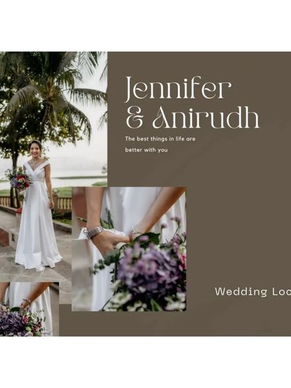 A beautiful collage summarizing a Christian wedding, highlighting the bride's bouquet and her elegant look.