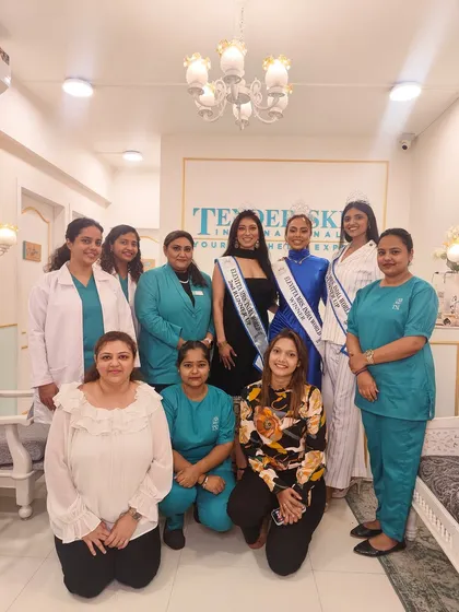 Our entire team with the winners of Elevitta Mrs. India World. We were honored to be the Wellness & Aesthetic Partner for the pageant, helping these inspiring women shine.