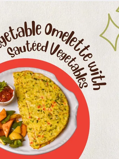 Another look at my Vegetable Omelette with sautéed vegetables, a perfect high protein breakfast.