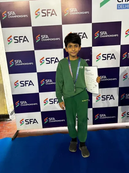 Keshva Vasudev representing our academy at the SGF Championships in Delhi, where he secured the 2nd position. Competing in different cities and championships provides invaluable experience.