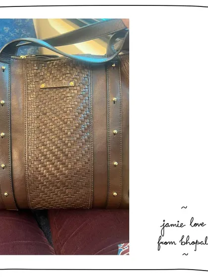 Madira from Bhopal shared this photo of her well-loved Jamie tote in Woven Oak. Our bags are designed to age gracefully and become part of your story.