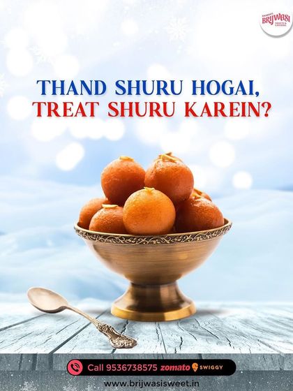 Thand shuru hogai, treat shuru karein? As the weather gets cooler, there's nothing better than a bowl of warm Gulab Jamun to keep you cozy.