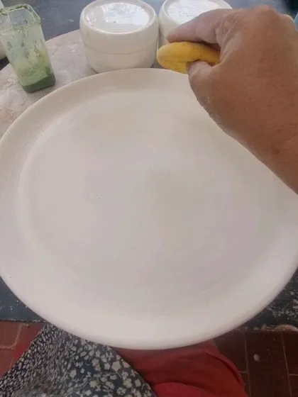 A duplicate image showing the blank plate before painting.