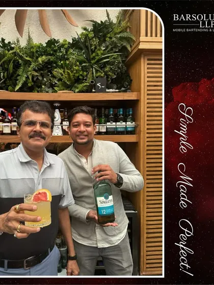 A proud participant with our mixologist and his custom-made Singleton cocktail. Our workshops are designed to be fun, interactive, and rewarding.