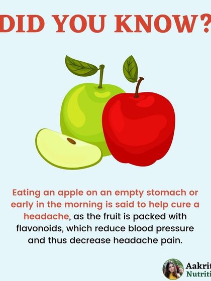 An apple in the morning can do more than just keep the doctor away. It's packed with flavonoids that can help reduce blood pressure, which may in turn help decrease headache pain for some individuals.