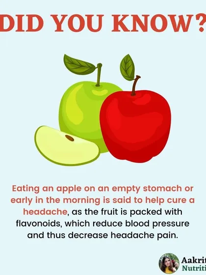 An apple in the morning can do more than just keep the doctor away. It's packed with flavonoids that can help reduce blood pressure, which may in turn help decrease headache pain for some individuals.