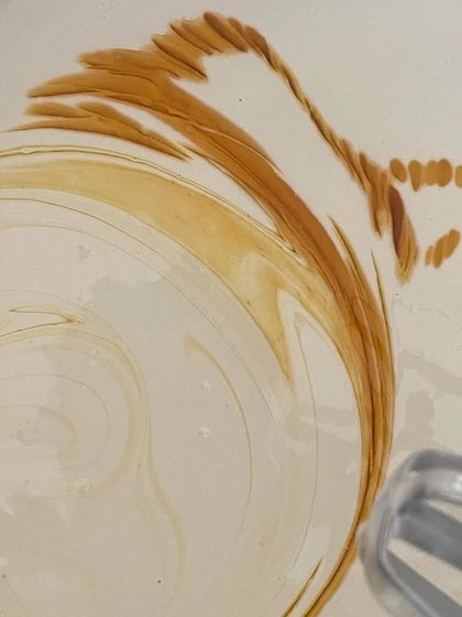 The beautiful, fluid motion of different colored soap batters being swirled together. This is how we create the unique patterns in each bar.