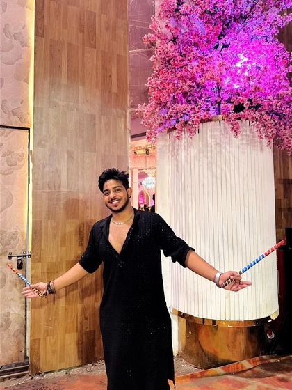 Ready for a Dandiya night. I love getting into the spirit of the event, and that includes dressing the part with dandiya sticks in hand.