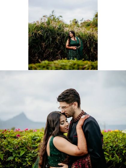 A collage featuring a tender forehead kiss, a classic romantic portrait that never fails to capture emotion.