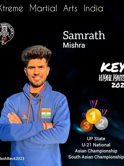 Results speak louder than words. This is a snapshot of Samrath Mishra's incredible 2023, securing gold at the U-21 National and UP State championships. We do not just participate; we aim for the podium.