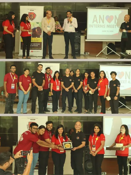 Collage of our team receiving accolades and interacting with participants at the ANON event.