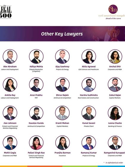 Showcasing our deep bench of talent, this graphic lists 'Other Key Lawyers' recognized by The Legal 500, including specialists in Banking & Finance and Financial Services Regulatory.