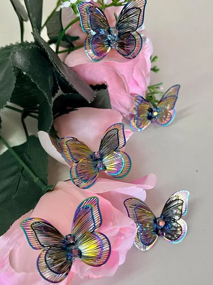 How dreamy is this collection? These stunning 3D metal rainbow butterfly clips are a must-have and they sell out fast.