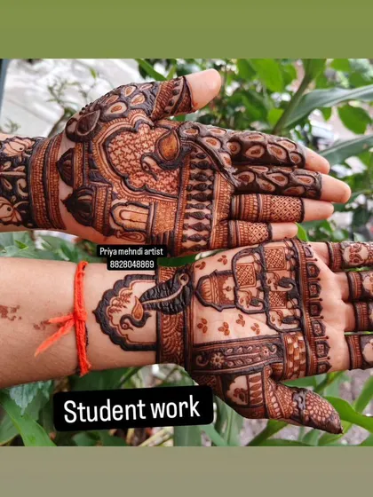 I am so proud to show off the amazing results from my students. This intricate bridal mehndi, with its detailed peacock and elephant motifs, was done by one of my students after completing the course. It shows the level of professional finishing you can achieve.