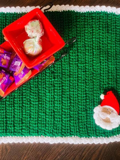 A happy client sent me this photo of their Christmas placemat in use. It's always a joy to see my work being appreciated.