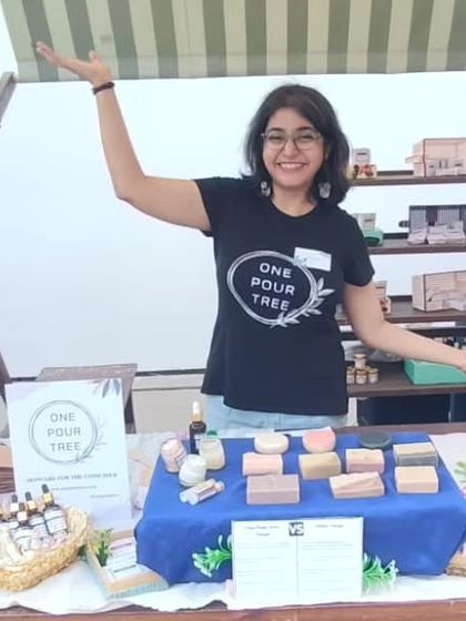 A happy moment at my stall at The Green Co-op. I'm surrounded by my handmade creations, ready to share them with everyone.