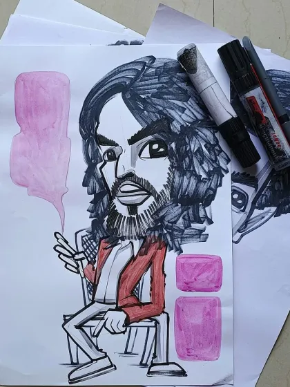 A caricature study of a character, using markers and watercolors. I'm always experimenting with different tools and techniques.