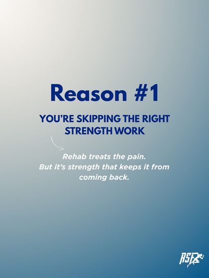 Reason #1 your pain returns: skipping the right strength work. Rehab treats the pain, but it's targeted strength training that keeps it from coming back. My programs build long-term resilience.