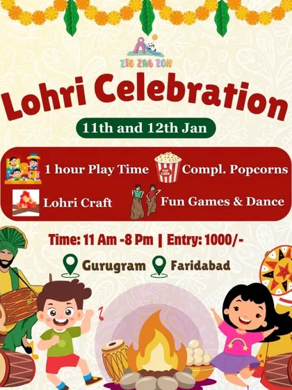 Our Lohri celebration was full of festive energy, with an hour of play, Lohri crafts, fun games, dancing, and complimentary popcorn.