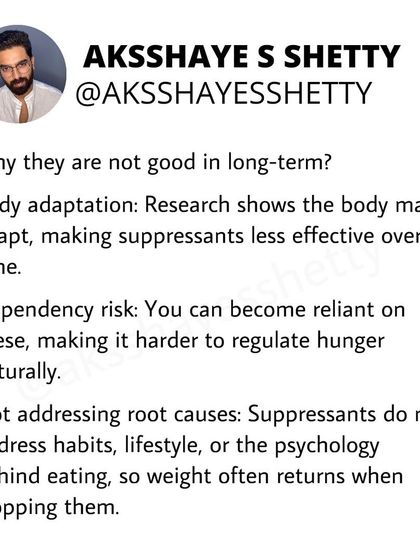 Hunger suppressants are a quick fix, not a sustainable solution. They don't address the root causes of eating habits and can have side effects. I teach natural hunger control methods through a balanced diet and mindful eating.
