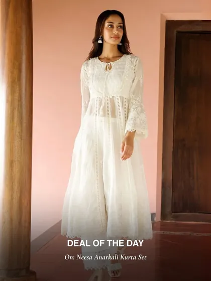 My Neesa Anarkali Kurta Set in white is all about graceful movement. The flared silhouette is flattering and incredibly comfortable, perfect for when you want to feel a little extra special.