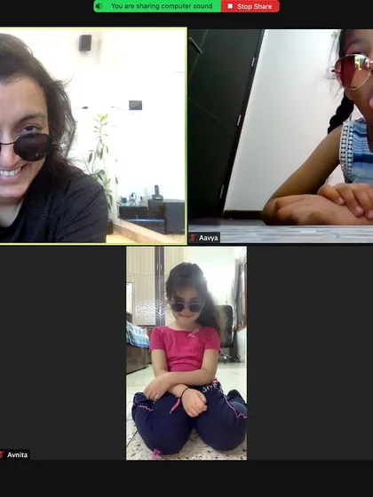 Fun with sunglasses during an online class. We always find ways to add a little bit of playfulness to our sessions.