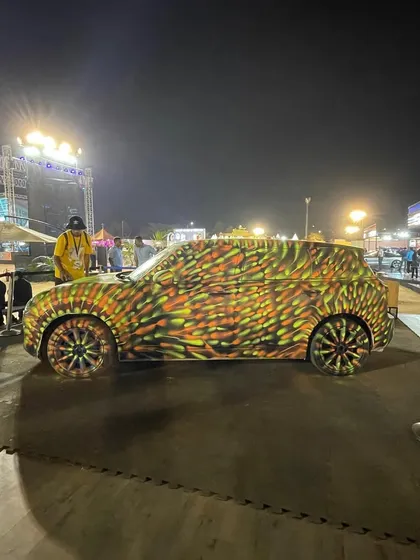 My canvas isn't limited to walls. For this project with MINI, I transformed a car into a moving piece of art, using a unique spray technique to create a dynamic pattern that flows across the entire vehicle.