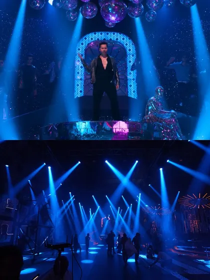 A before-and-after look at the dynamic lighting for the song 'Bejuria' from 'Sunny Sanskari Ki Tulsi Kumari'. We used an array of moving heads and colored washes to create an energetic, club-like atmosphere, transforming the raw set (bottom) into the vibrant final scene (top).
