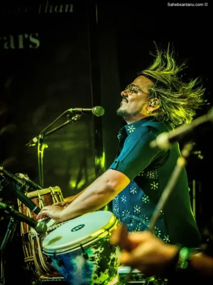 Our percussionist in full flight, hair flying, at an event for Senco Gold & Diamonds. We bring passion and energy to every corporate show.