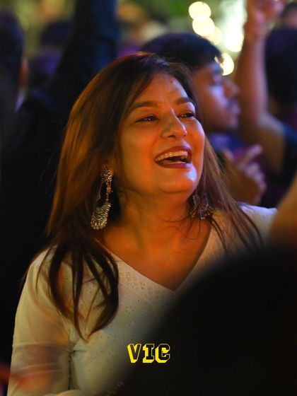 A guest laughing and dancing at The Bier Library. These moments of pure happiness are what make holiday gigs so rewarding.